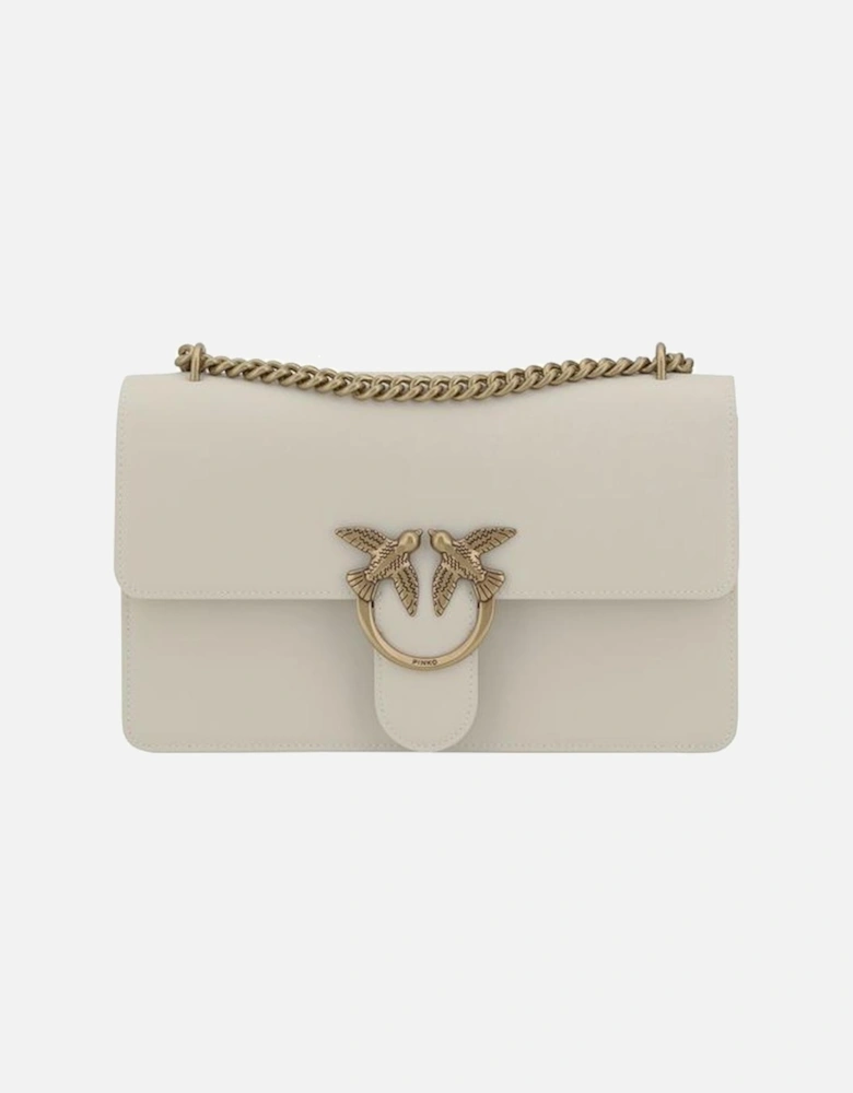 Love Leather Shoulder Bag with Chain Strap Women - White