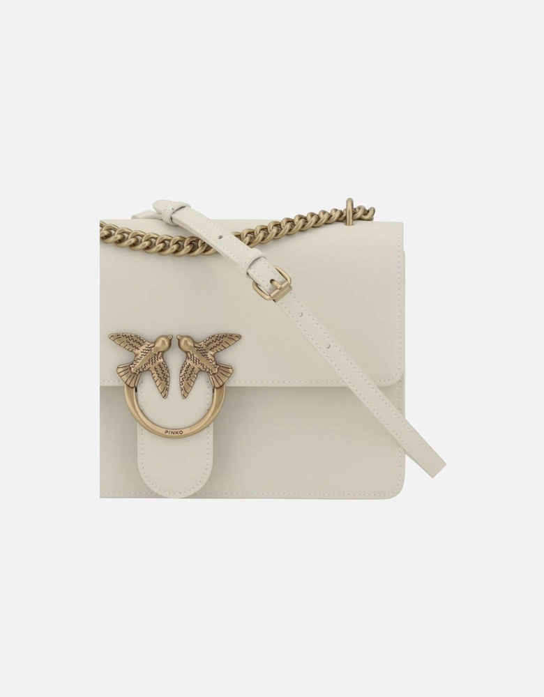 Love Leather Shoulder Bag with Chain Strap Women - White