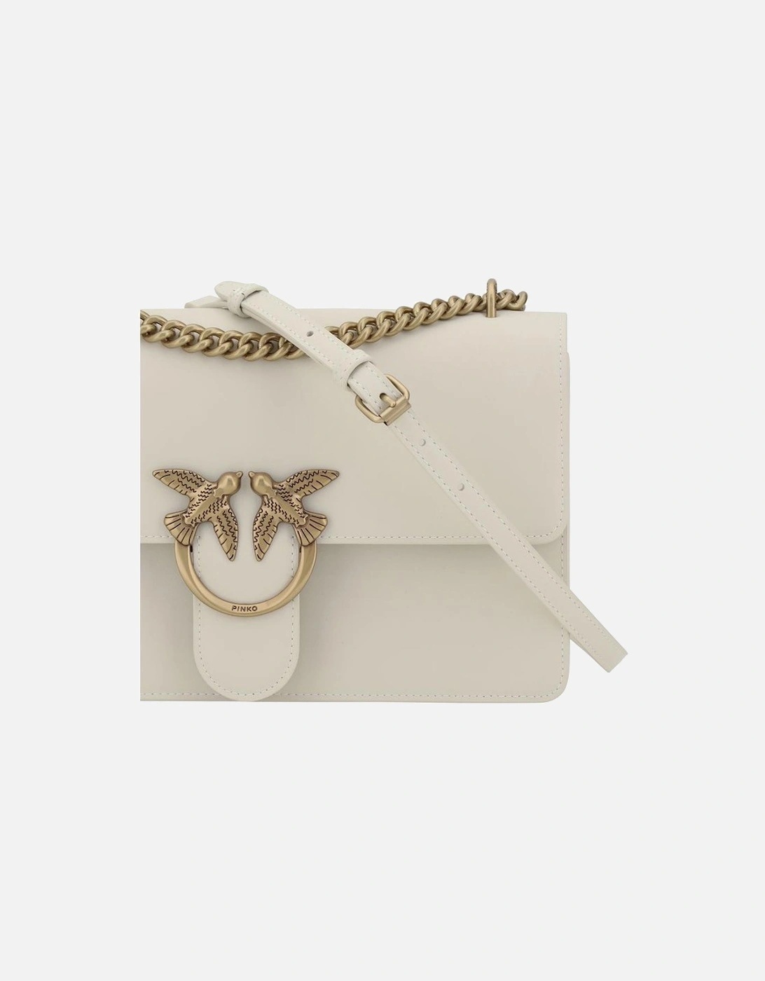 Love Leather Shoulder Bag with Chain Strap Women - White