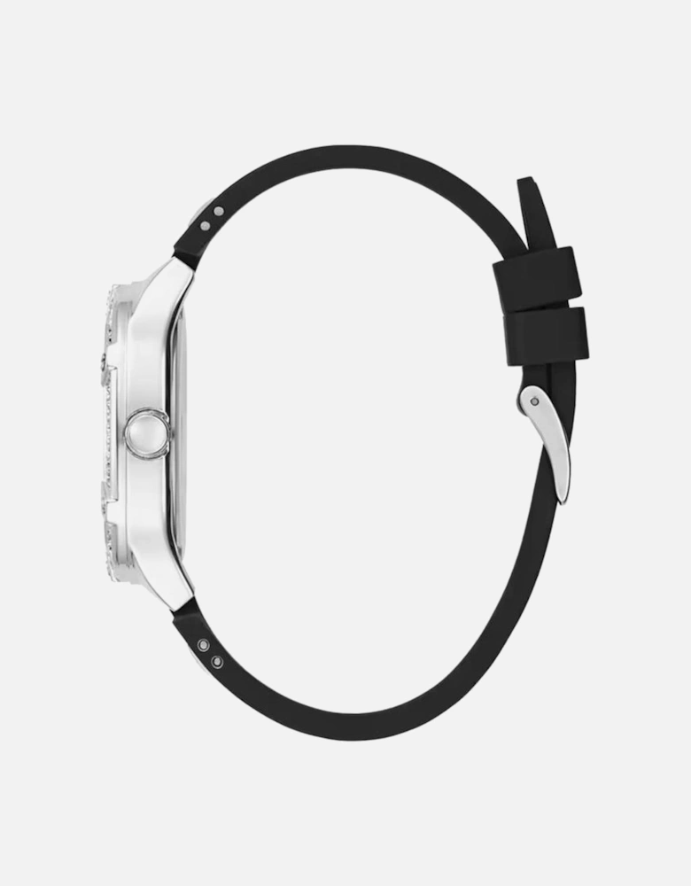 Stainless Steel Quartz Analog Watch with Silicone Bracelet Women -