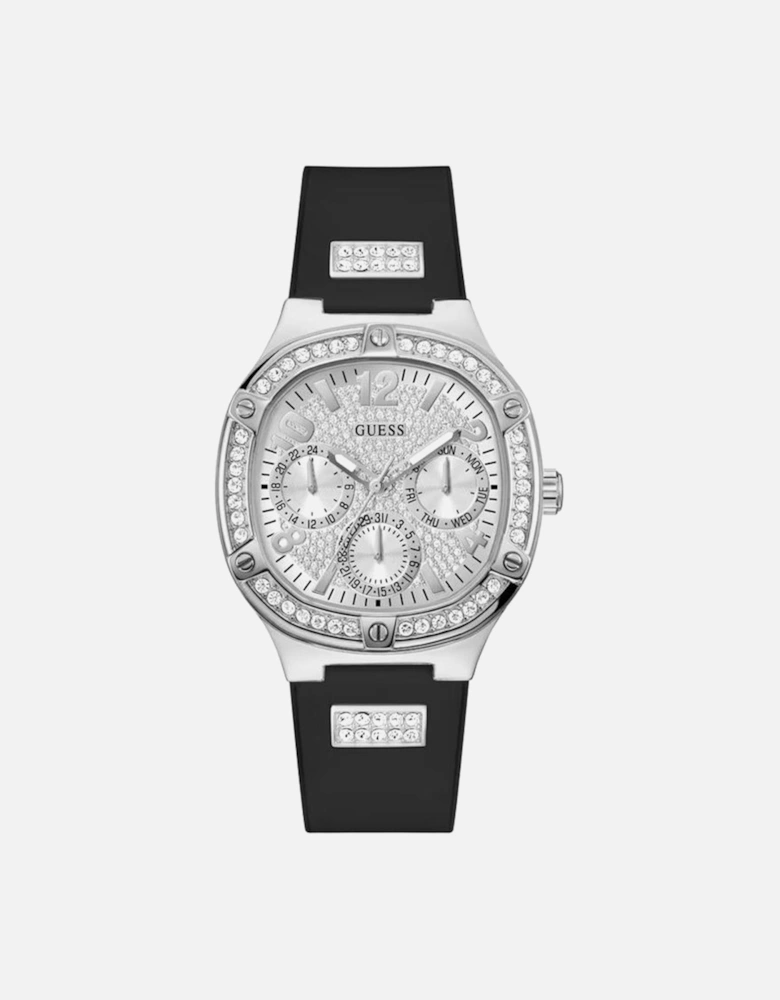 Stainless Steel Quartz Analog Watch with Silicone Bracelet Women -