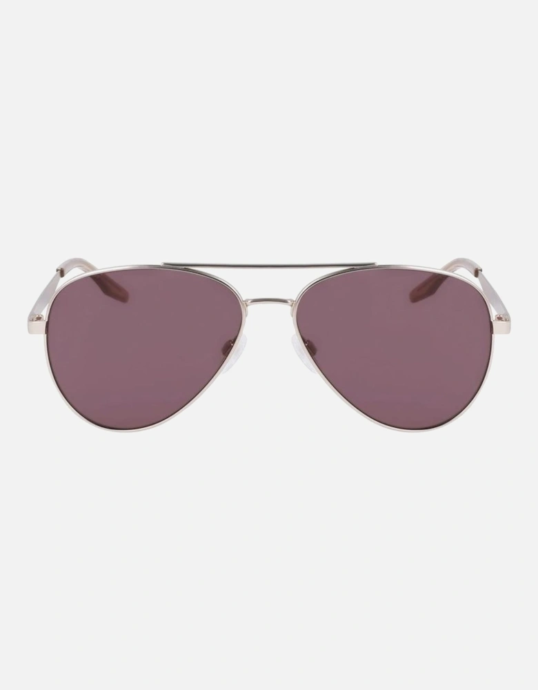 Metal Sunglasses with Pink Lenses Unisex - Gold