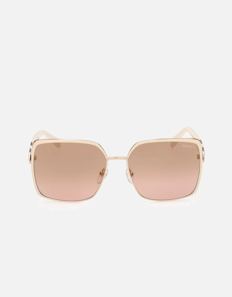 Metal Sunglasses with Mirror Lens Women - White