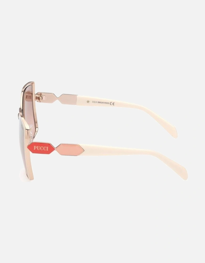 Metal Sunglasses with Mirror Lens Women - White