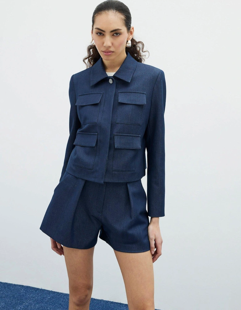 Pan Collar Jacket - Blue