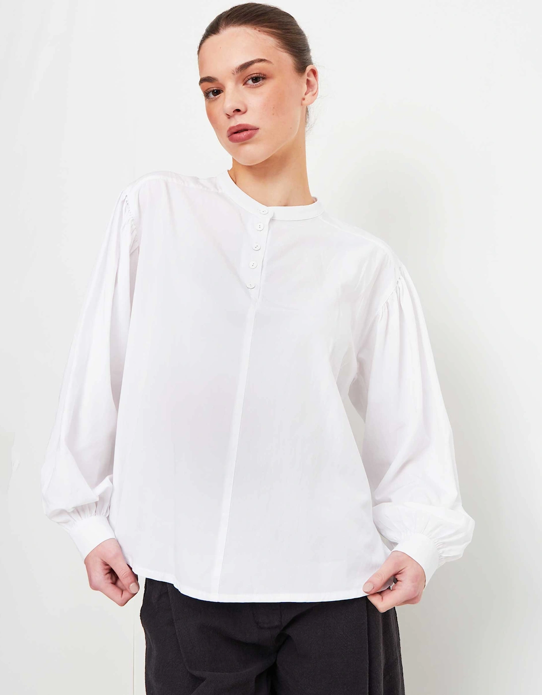 Puff Sleeve Tencel Shirt