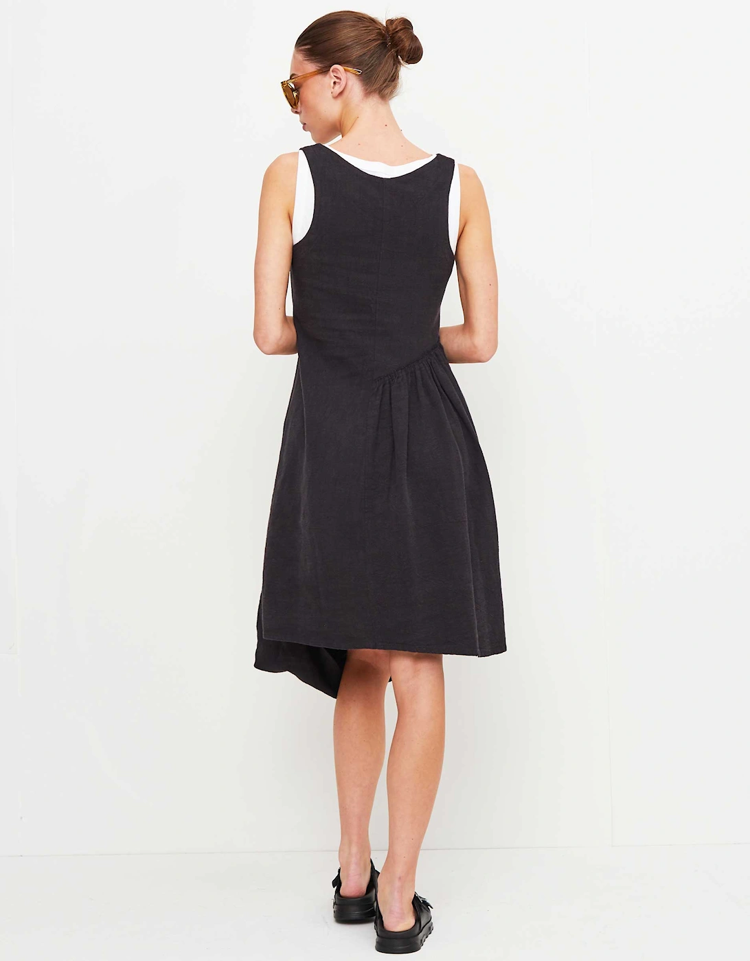 Ramie Asymmetric Midi Dress