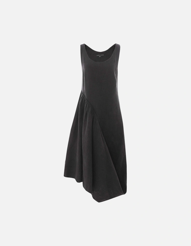 Ramie Asymmetric Midi Dress