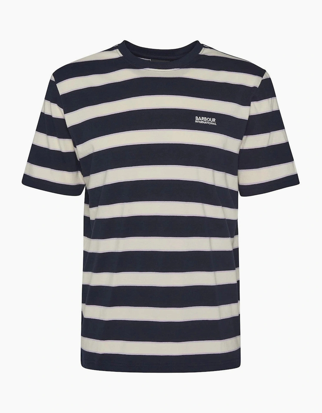 Men's Barbour International Luca Striped T-Shirt NY91 Navy - White - Size: 40