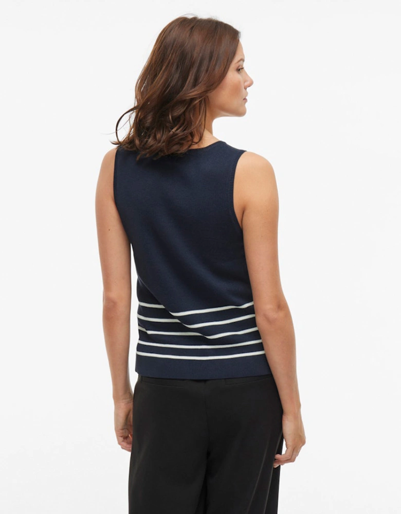 Kippa O-neck Sleeveless Knit Top Navy Blazer Cloud Dancer