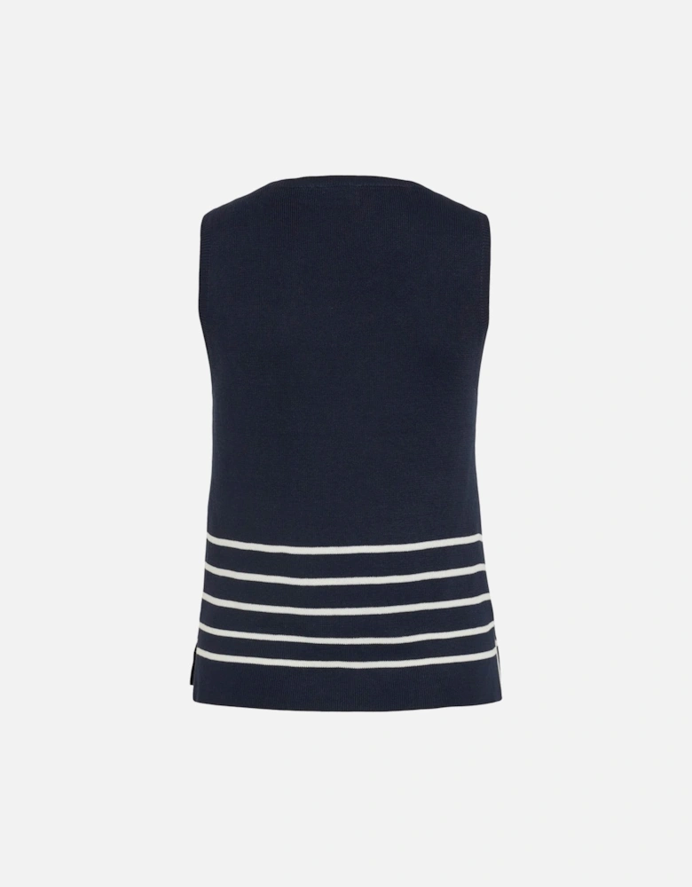 Kippa O-neck Sleeveless Knit Top Navy Blazer Cloud Dancer