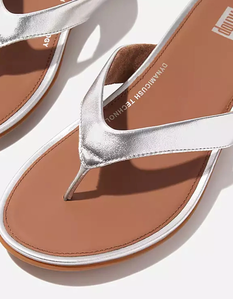 Women's Gracie Leather Flip-Flops Silver