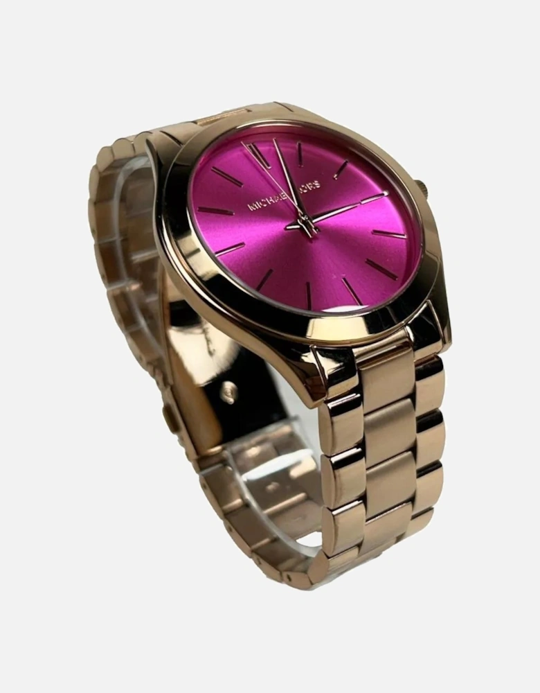Slim Stainless Steel Runway Watch Unisex - Pink Silver Unisex Watches