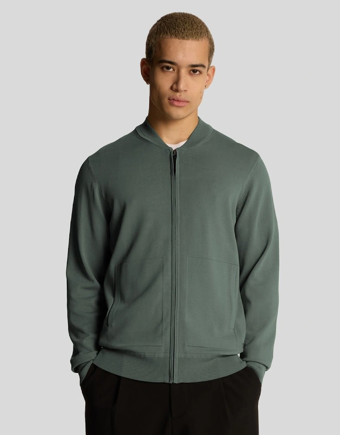Lyle And Scott Men's Cargo Bomber Collar Cardigan - Green - Size: 36