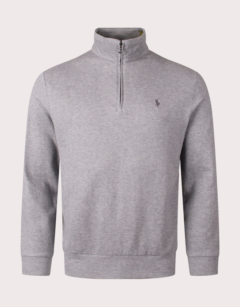 Luxury Jersey Houndstooth Quarter Zip Sweatshirt