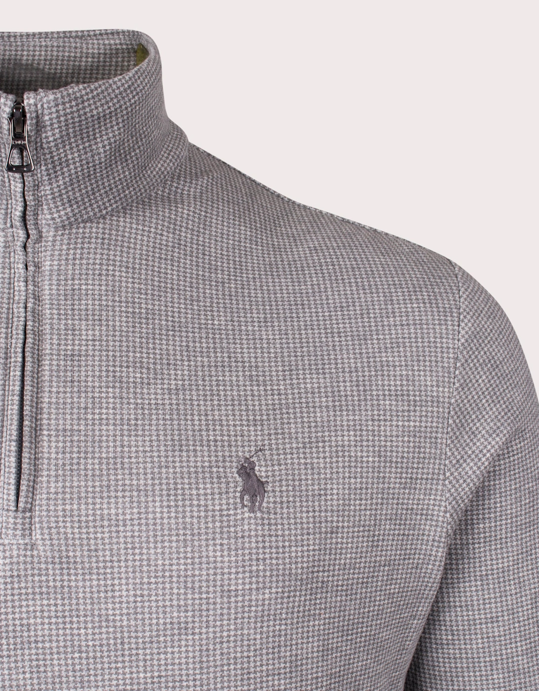 Luxury Jersey Houndstooth Quarter Zip Sweatshirt