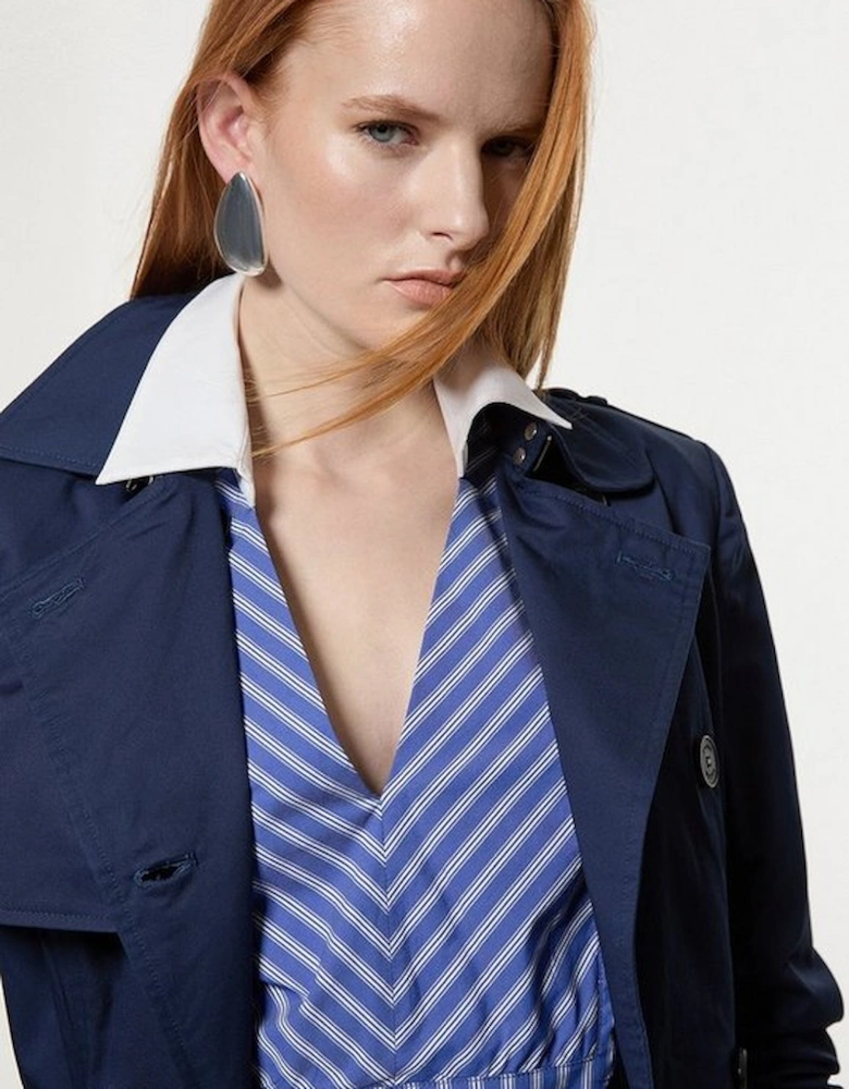 Contrast Cuff And Collar Tailored Stripe Shirt