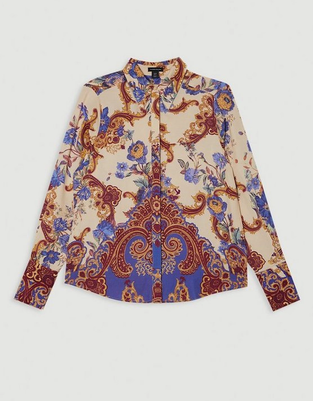 Premium Viscose Linen Paisley Border Print Woven Shirt