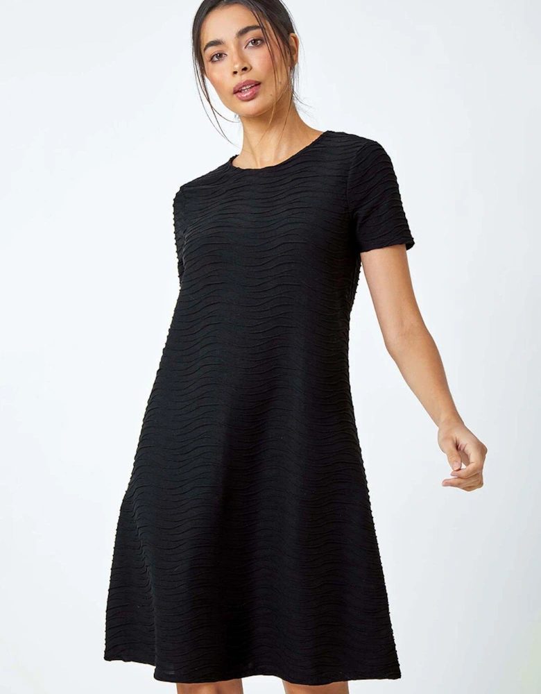 Textured A-line Skater Stretch Dress