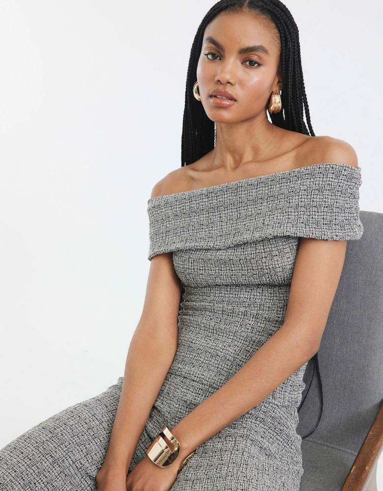 Bardot Textured Top Set - Light Grey