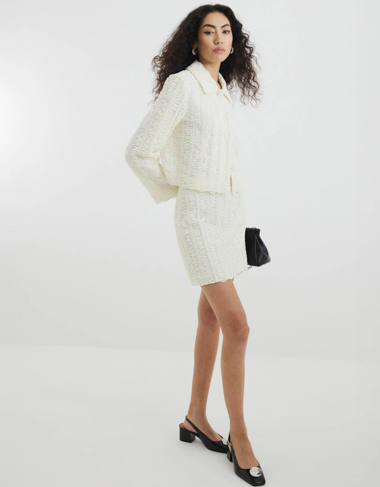 Textured Mini Skirt - Cream