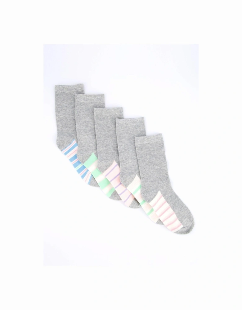 5Pk Printed Ankle Socks - Grey