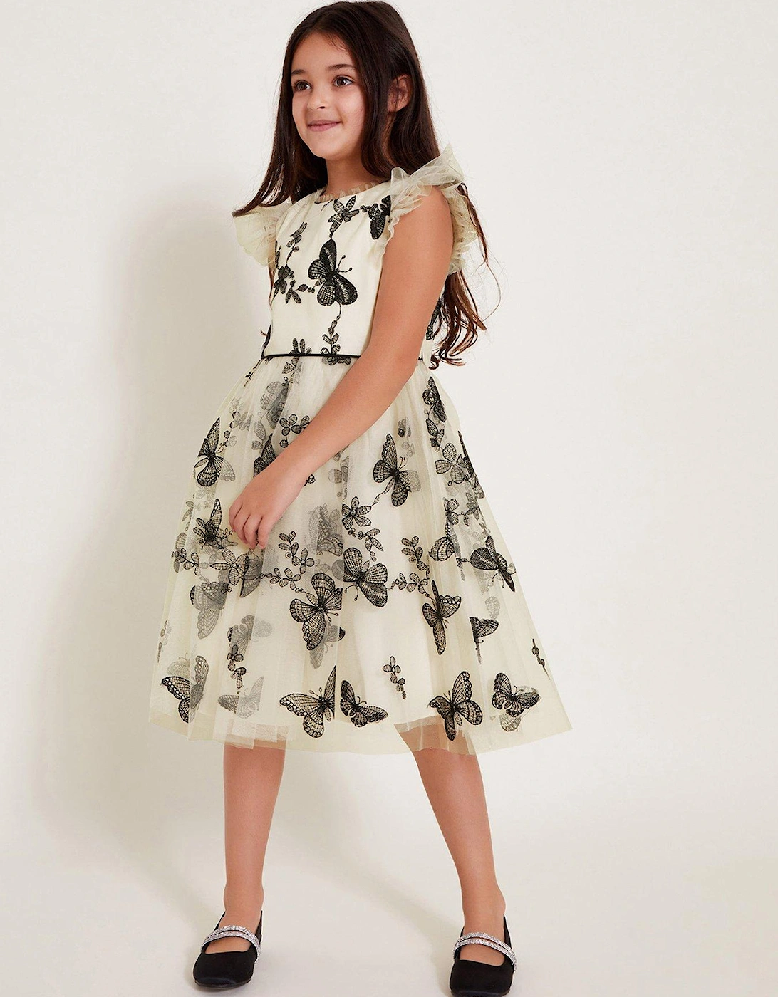 Girls Savannah Monochrome Butterfly Dress - Light Cream, 2 of 1