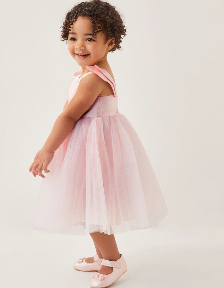 Baby Girls Angel Wing Sleeve Tulle Dress - Light Pink