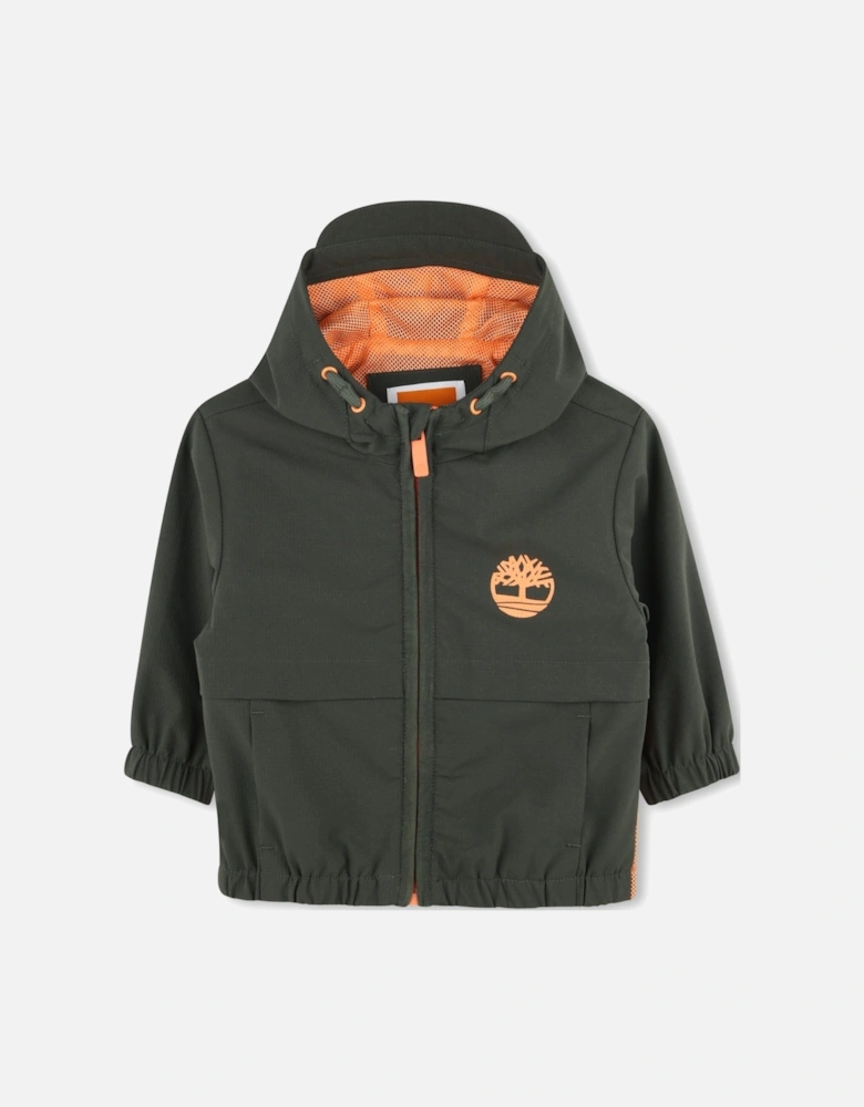 Boys Khaki Green Logo Windbreaker Jacket