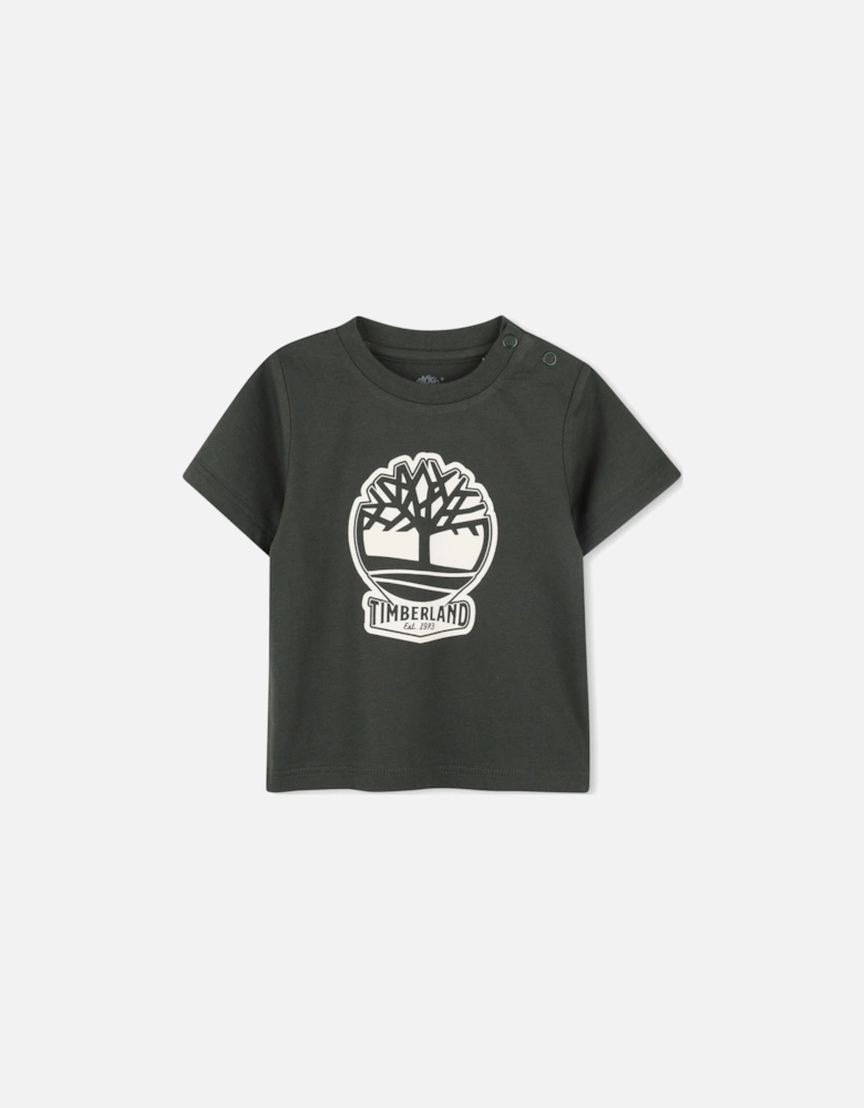 Boys Khaki Green Logo Top