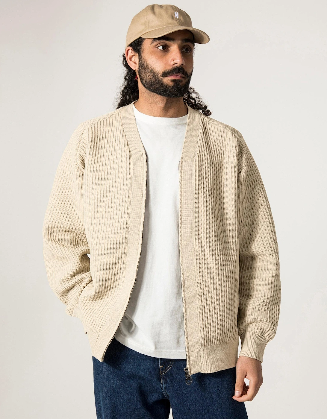 Oversized 5G Zip Through Cardigan