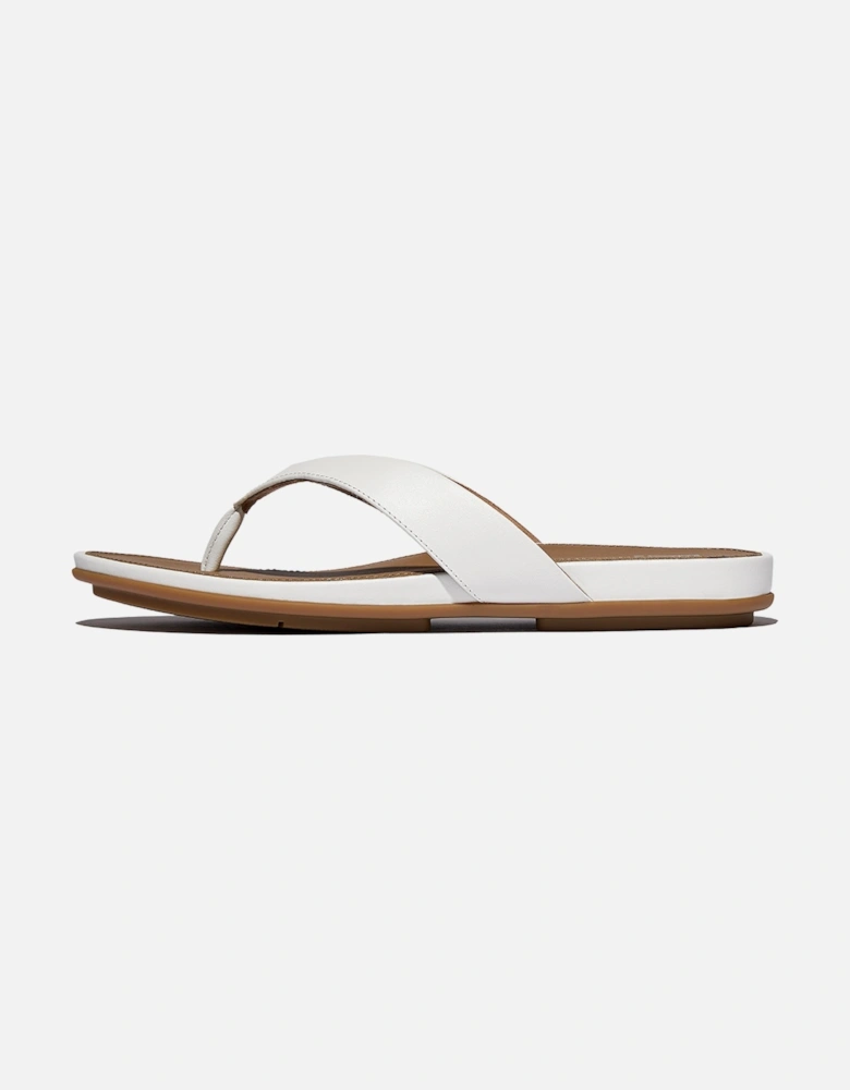 Women's Gracie Leather Flip-Flops Urban White