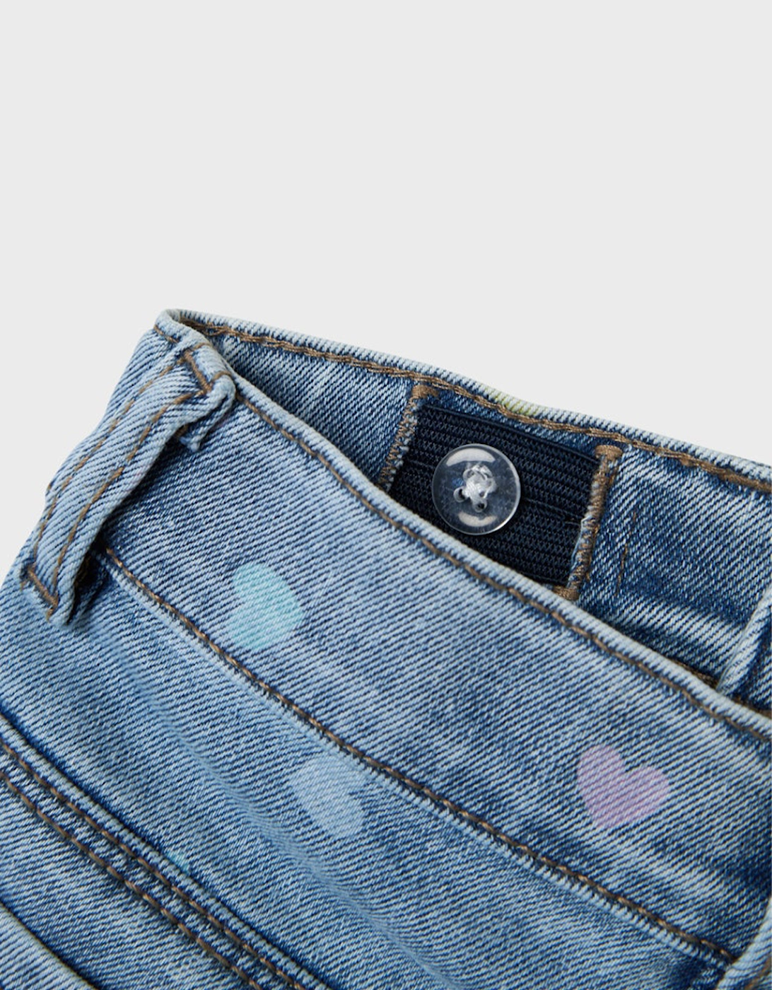 Mini Girl's Salli Slim Shorts Medium Blue Denim/Hearts