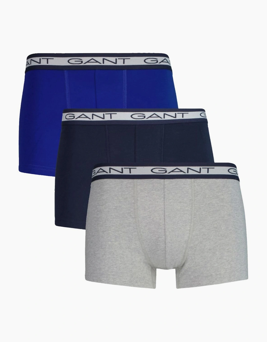 Gant Men's Grey 3-Pack Striped Waistband Boxer Trunks, Navy/Grey/Blue  35/34/32 L
