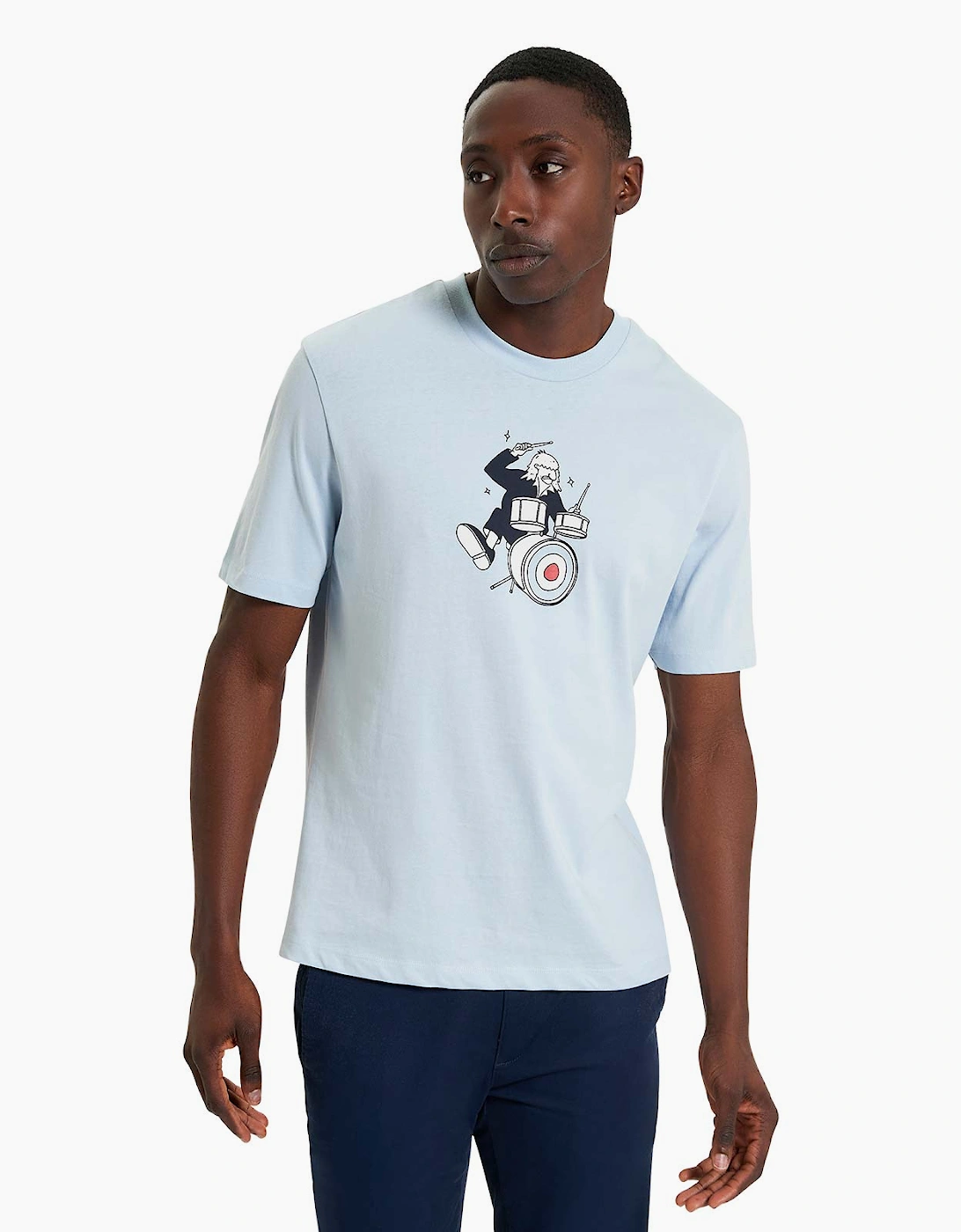 Men's Ben Sherman Mens Drummer Target Short Sleeve T-Shirt - Blue - Size: 44