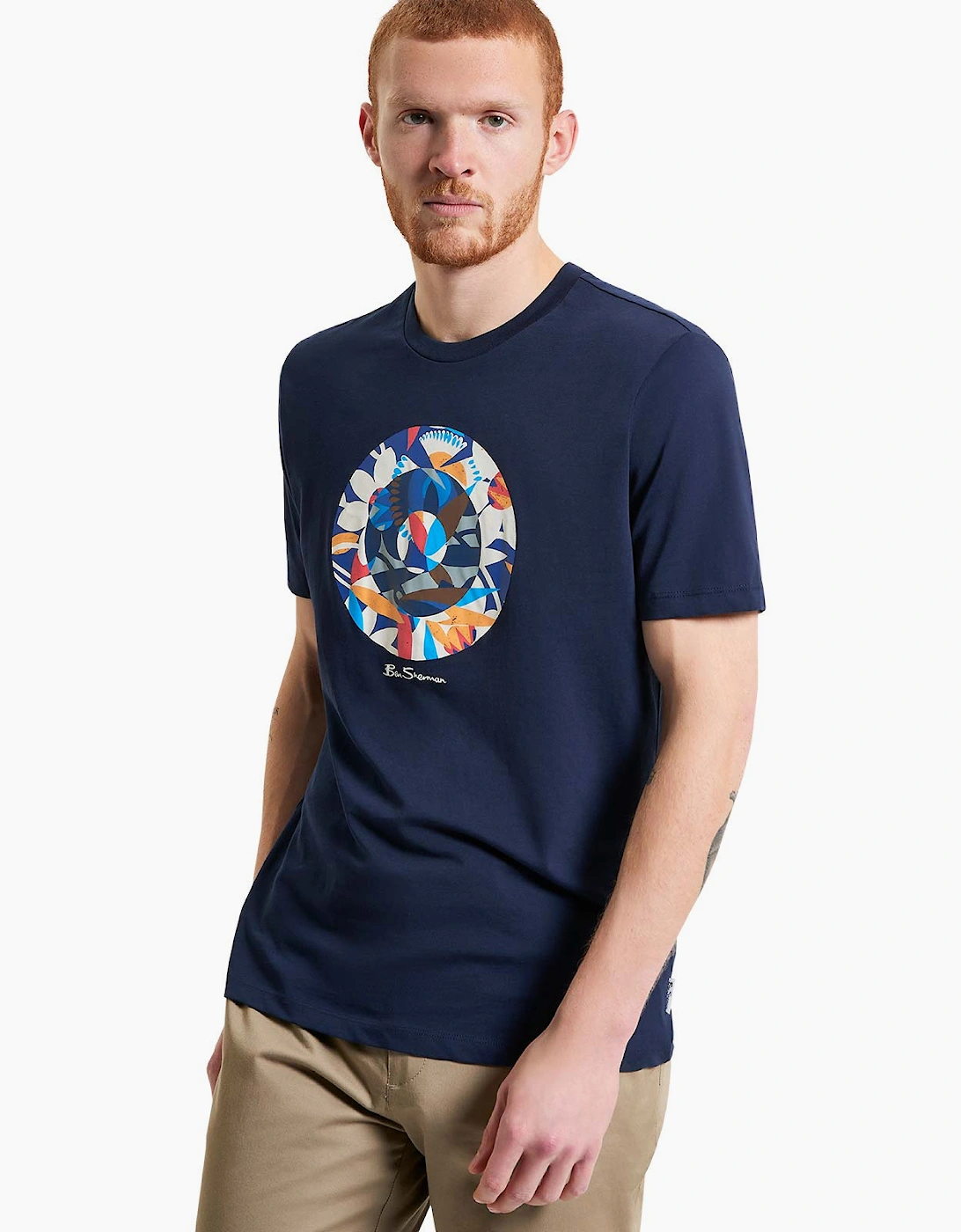 Men's Ben Sherman Mens Tropical Target Short Sleeve T-Shirt - Navy - Size: 42