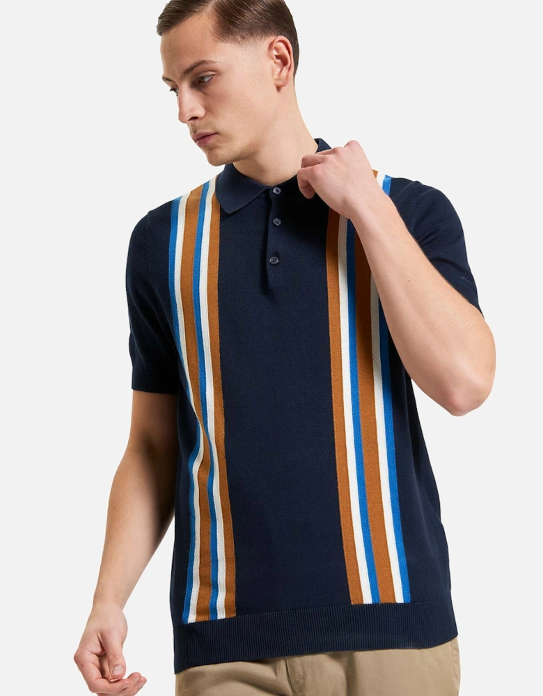 Mens Vertical Stripe Polo Short Sleeve Polo Shirt