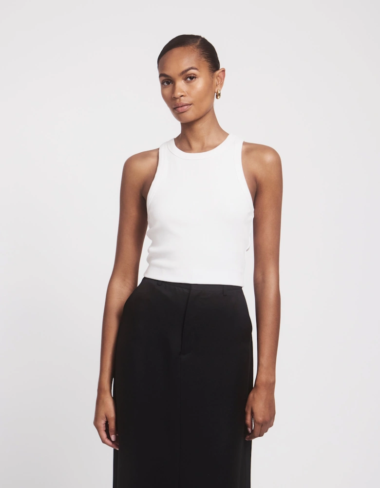 Bette Classic Rib Cropped Tank in White