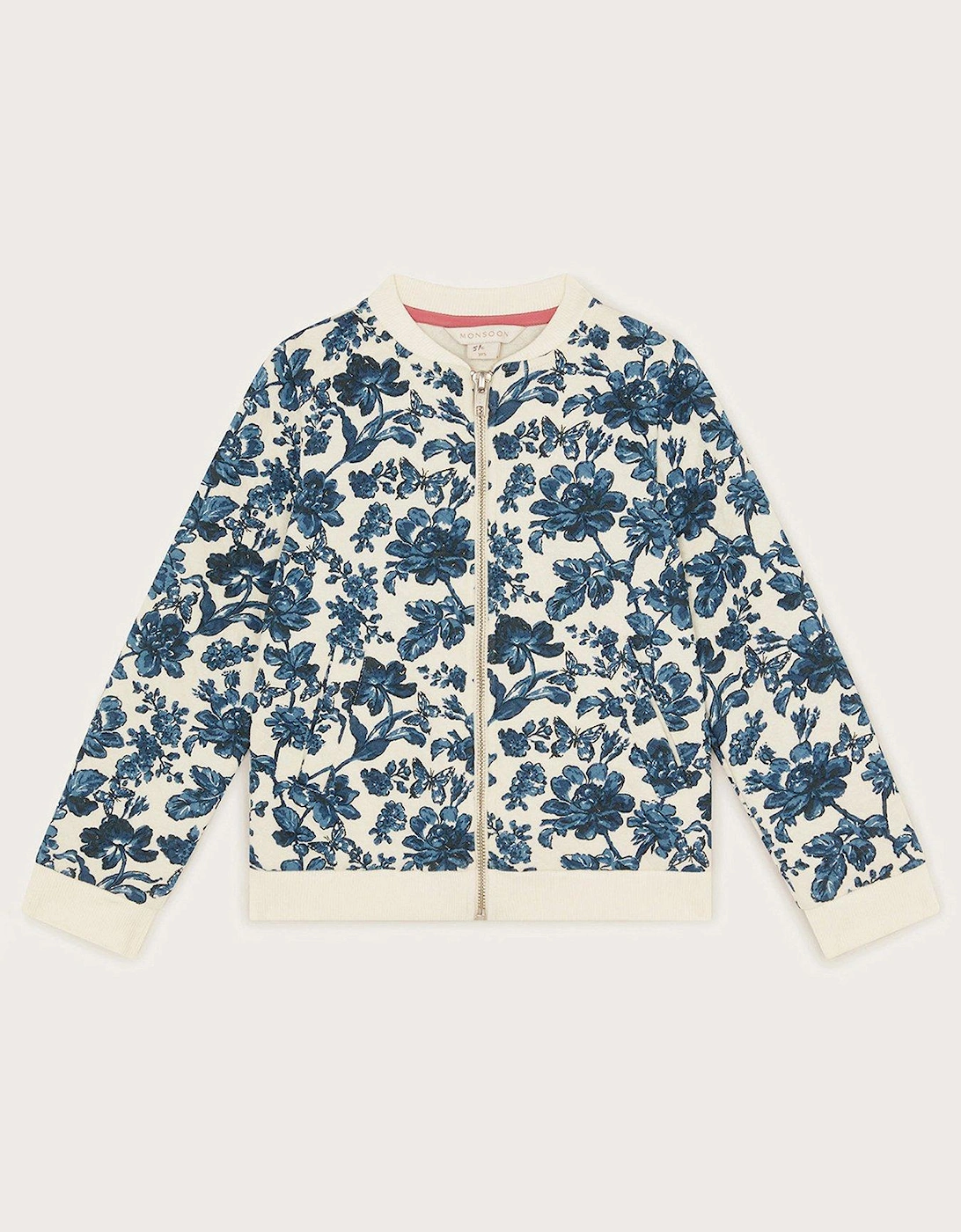 Girls Floral Quilted Bomber Jacket - White, 2 of 1