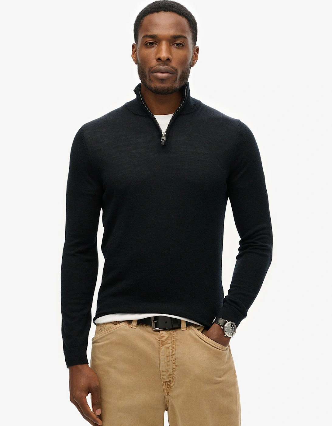 Code Merino Knitted Half Zip Jumper, 2 of 1