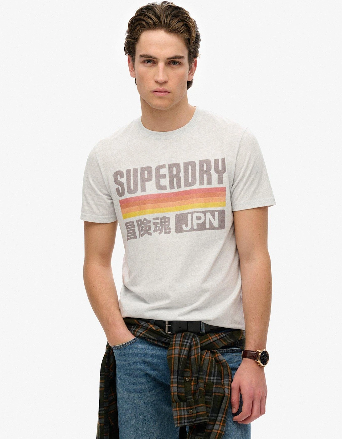 Japan Stripe Print Relaxed T-Shirt - Grey, 2 of 1