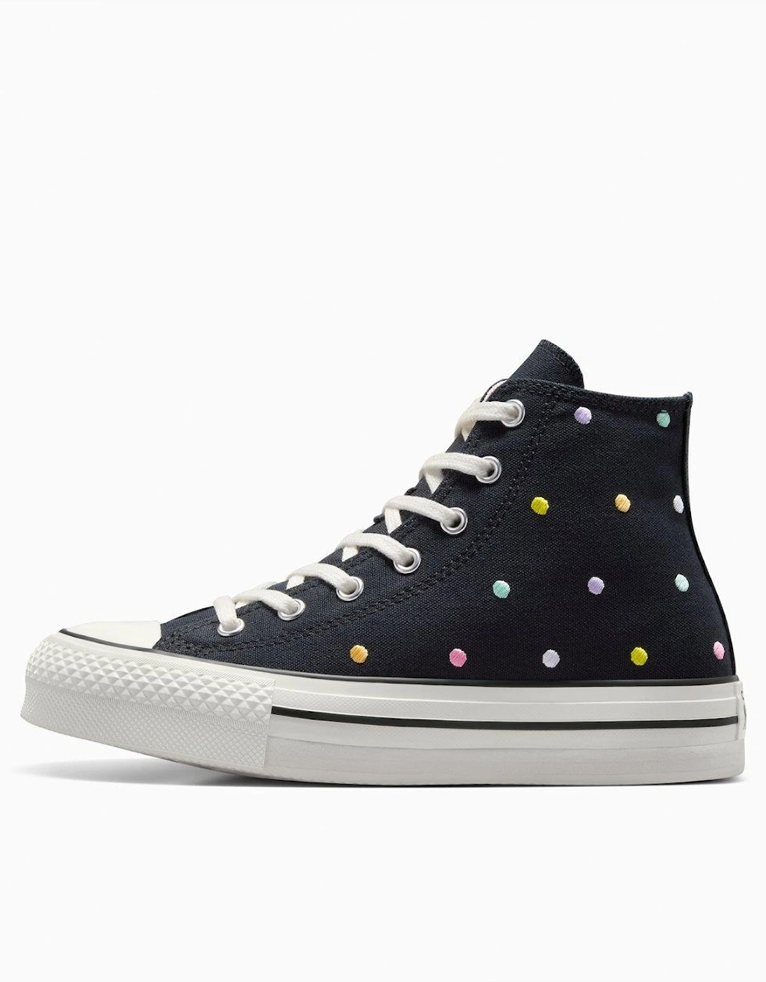 Kids Chuck Taylor All Star Eva Lift Polyester Canvas Hi-Top Trainers - Black