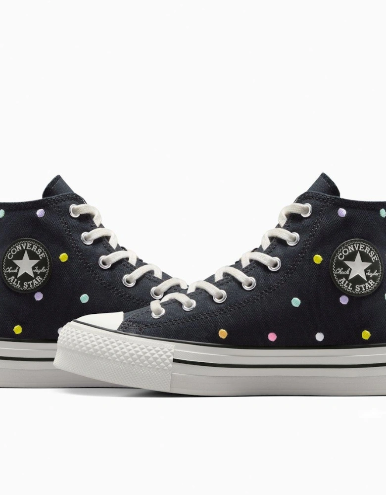 Kids Chuck Taylor All Star Eva Lift Polyester Canvas Hi-Top Trainers - Black