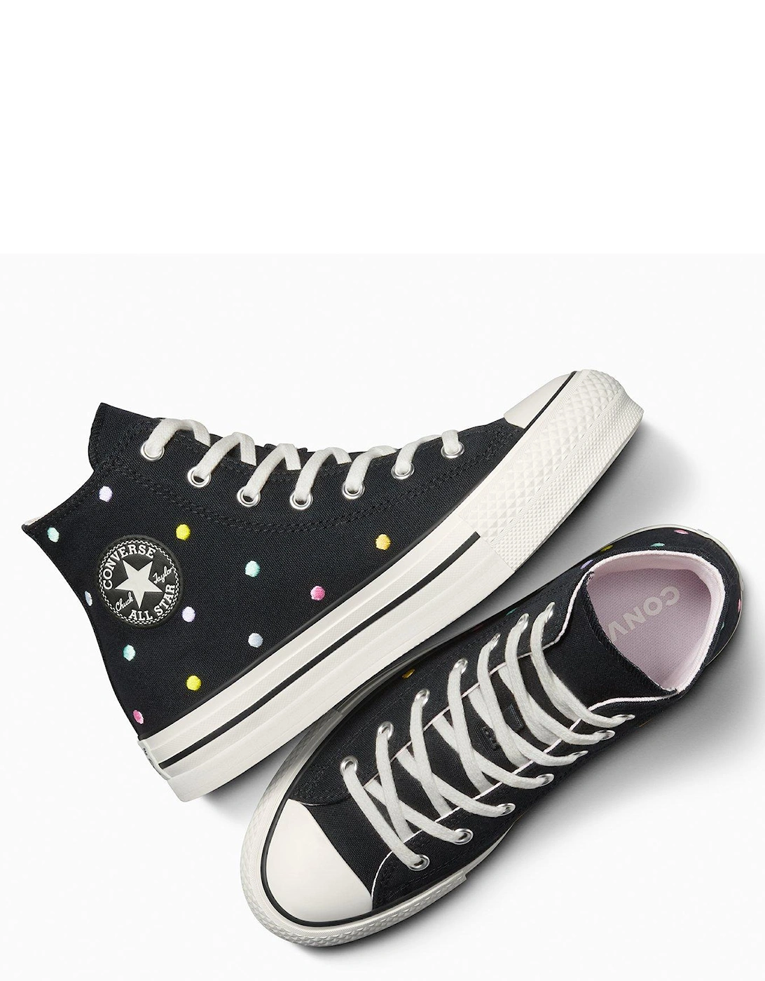 Kids Chuck Taylor All Star Eva Lift Polyester Canvas Hi-Top Trainers - Black