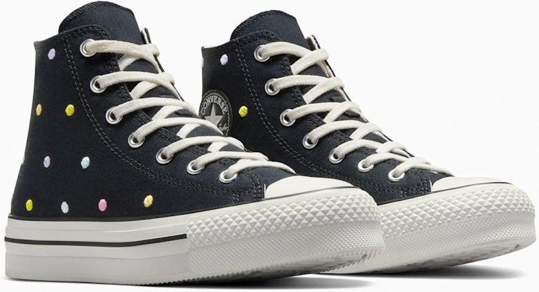 Kids Chuck Taylor All Star Eva Lift Polyester Canvas Hi-Top Trainers - Black