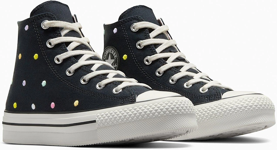 Kids Chuck Taylor All Star Eva Lift Polyester Canvas Hi-Top Trainers - Black
