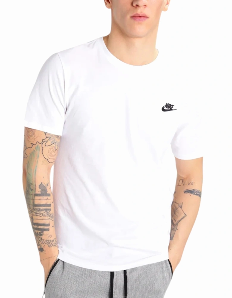 Mens T Shirts Club Embroidery Print Short Sleeve Summer Casual Cotton White