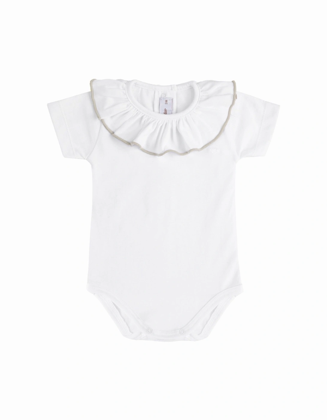 Girls White Linen Trim Frill Collared Body, 2 of 1