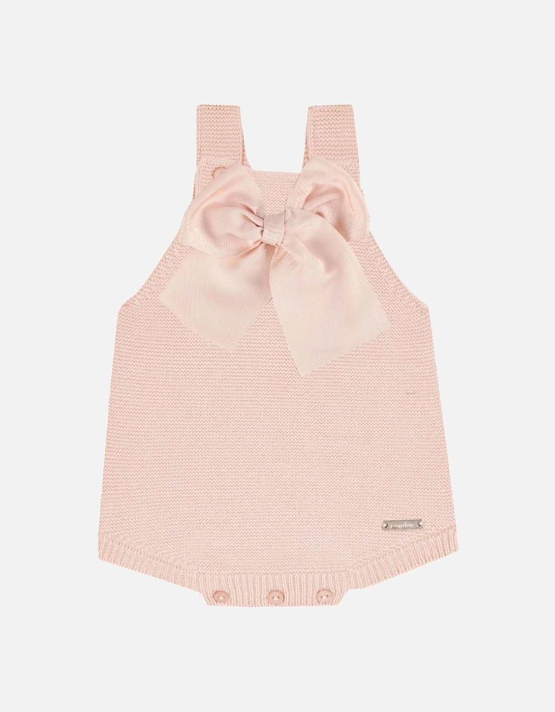 Girls Nude Grosgrain Bow Romper, 2 of 1