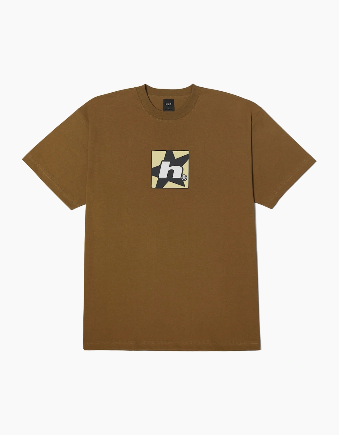 Men's HUF Mud 'H Star' T-Shirt - Brown - Size: 40
